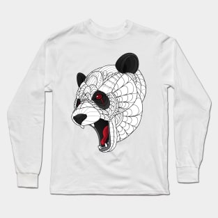 Zentangle Panda Head Long Sleeve T-Shirt